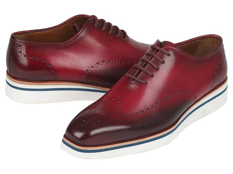 Paul Parkman Men's Smart Casual Wingtip Oxfords Bordeaux (ID#188-BRD)