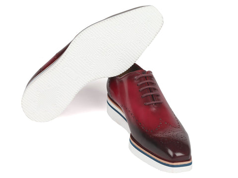 Paul Parkman Men's Smart Casual Wingtip Oxfords Bordeaux (ID#188-BRD)