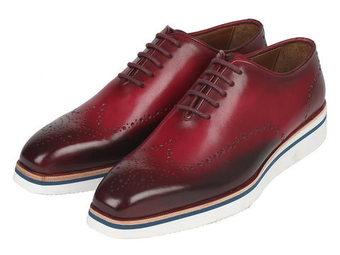 Paul Parkman Men's Smart Casual Wingtip Oxfords Bordeaux (ID#188-BRD)