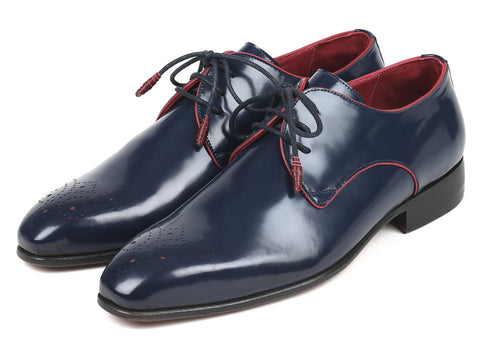 Paul Parkman Medallion Toe Navy Derby Shoes (ID#57RG27)