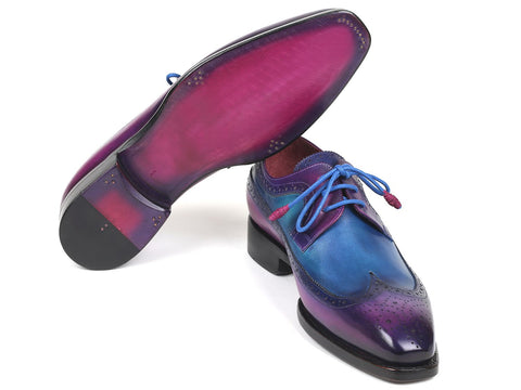 Paul Parkman Goodyear Welted Wingtip Derby Shoes Purple & Blue (ID#511V63)