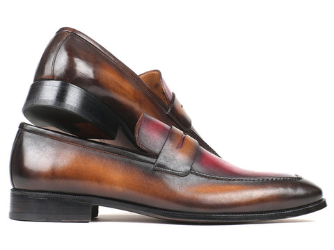 Paul Parkman Brown & Bordeaux Dual Tone Loafers for Men (ID#10BB22)