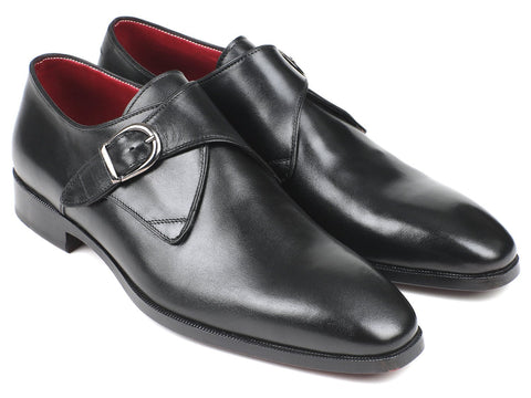 Paul Parkman Black Leather Single Monkstraps (ID#011BLK54)