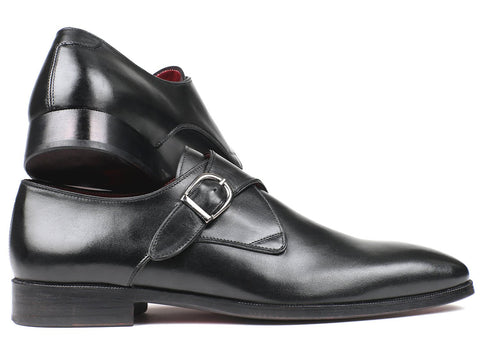 Paul Parkman Black Leather Single Monkstraps (ID#011BLK54)