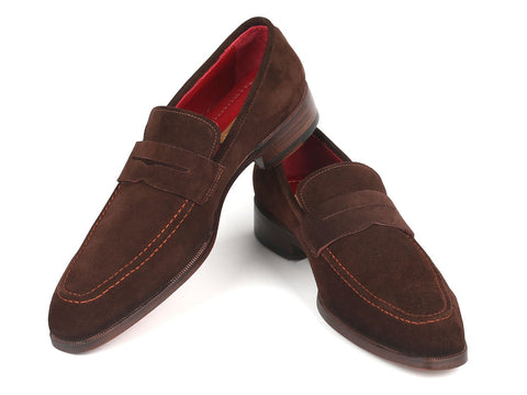 Paul Parkman Men's Penny Loafers Brown Suede (ID#10SD83)