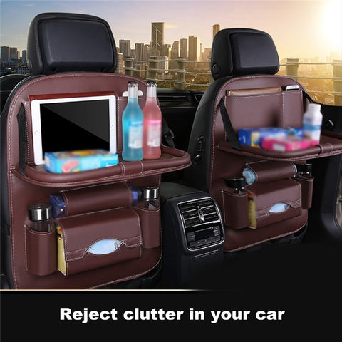 Multifunction Car Seat Back Bag Folding Table Organizer Pad Drink Storage Pocket
