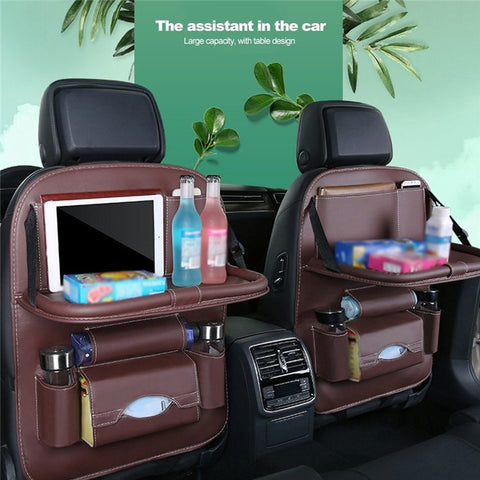Multifunction Car Seat Back Bag Folding Table Organizer Pad Drink Storage Pocket