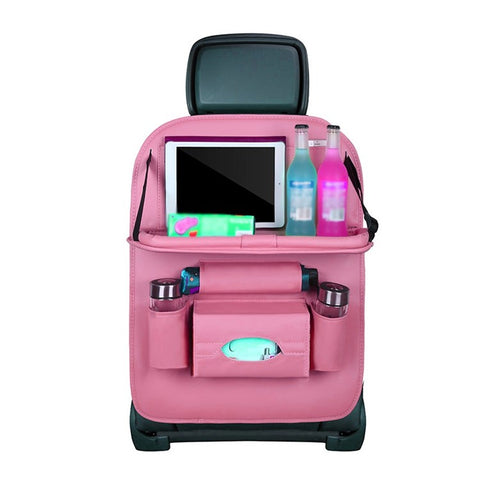 Multifunction Car Seat Back Bag Folding Table Organizer Pad Drink Storage Pocket