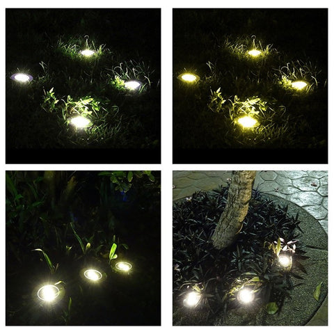 4Pcs Solar 8-LED Ground Light Stainless Steel Waterproof Outdoor Garden Pathway Patio Yard Stairs Light