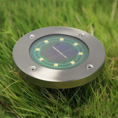 4Pcs Solar 8-LED Ground Light Stainless Steel Waterproof Outdoor Garden Pathway Patio Yard Stairs Light