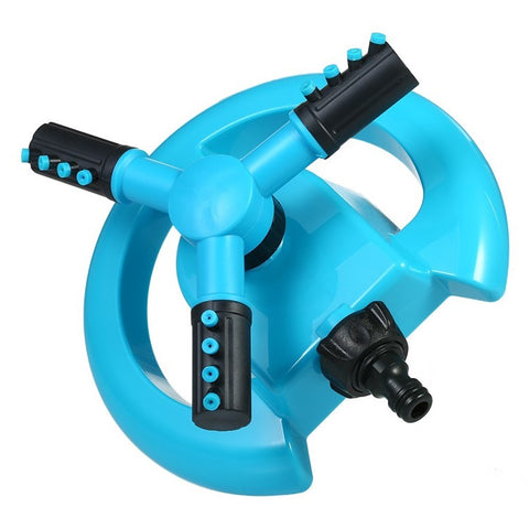 360° Rotating Automatic Lawn Watering Garden Sprinkler 3-Arm Sprayers Adjustable Irrigation System