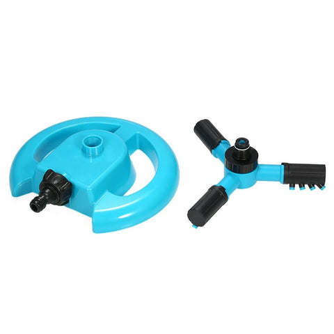 360° Rotating Automatic Lawn Watering Garden Sprinkler 3-Arm Sprayers Adjustable Irrigation System
