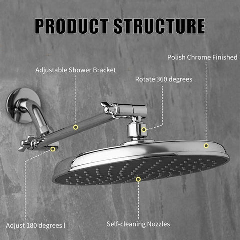 9-inch Round Rain Shower Head with Angle Adjustable Shower Head