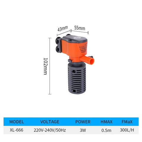 3W 3-in-1 Mini Filter Oxygen Supply Fish Tank Air Pump Aquarium Fish Sponge Filter Quiet Filter