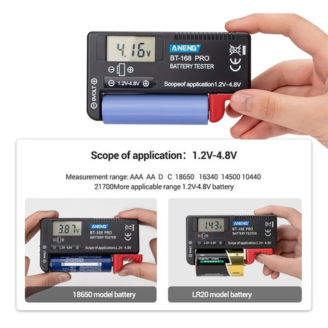ANENG BT-168 PRO Battery Tester Digital-display Battery Checker Battery Capacity Diagnostic Tool for Checking D C AAA AA Button Battery