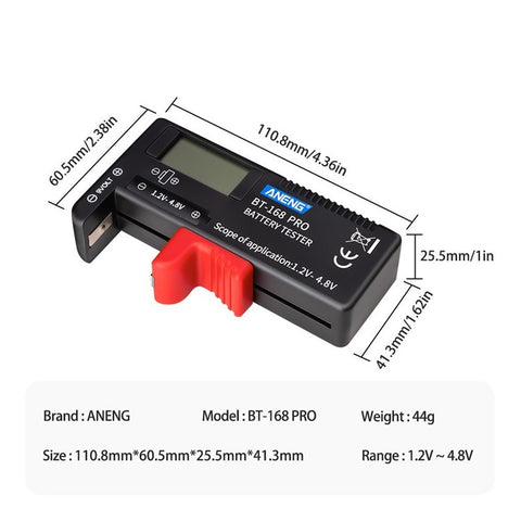 ANENG BT-168 PRO Battery Tester Digital-display Battery Checker Battery Capacity Diagnostic Tool for Checking D C AAA AA Button Battery