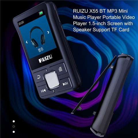 RUIZU X55 1.5-inch Screen BT MP3 Portable Music Video Player with Speaker FM Radio Recording