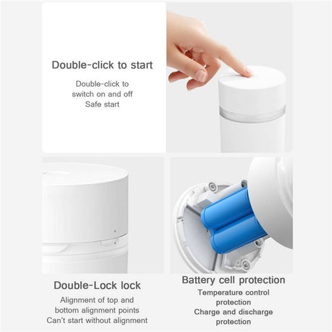 XIAOMI MIJIA MJZZB01PL Portable Blender 2600mAh Rechargeable Blender with 300ml Bottle for Indoor Outdoor (without FDA Certification