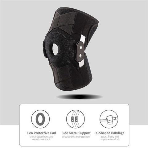 Wear-resistant Sport Brace Adjustable Knee Band Scratch-resistant Knee Protective Bandage with Side Metal Stabilizer