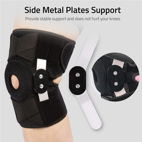 Wear-resistant Sport Brace Adjustable Knee Band Scratch-resistant Knee Protective Bandage with Side Metal Stabilizer