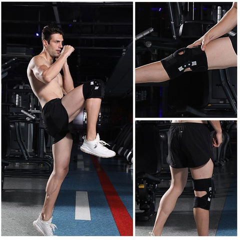 Wear-resistant Sport Brace Adjustable Knee Band Scratch-resistant Knee Protective Bandage with Side Metal Stabilizer
