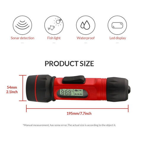 Portable Sonar Ice Fishing Finder with LED Underwater Light Wireless Handheld Fishfinder with 0.8-90m Detection Depth