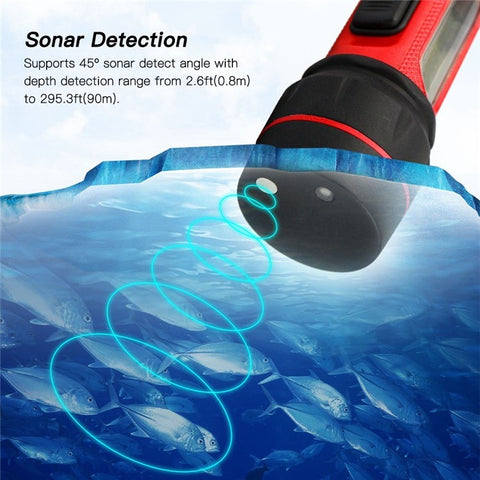 Portable Sonar Ice Fishing Finder with LED Underwater Light Wireless Handheld Fishfinder with 0.8-90m Detection Depth