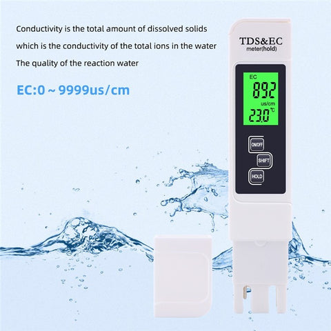 3-in-1 Multifunctional Water Quality Detector Portable Professional TDS Pen Tester EC Meter Accurate Water Quality Measurement Tool