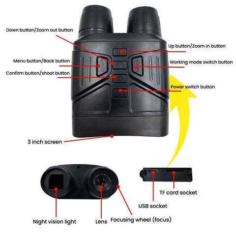 NV4000 12 Megapixel Optical Binocular Night Visions Infrared 5X Digital Zoom Photo Video Playback for Outdoor Hunts Boating
