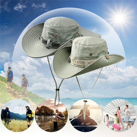 Summer Hat Outdoor UV Protection Fishing Hat Wide Brim Beach Foldable Hiking Cap