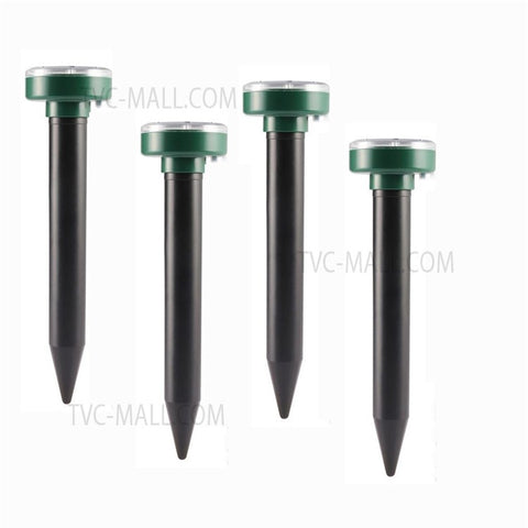 4Pcs Mole Repellent Solar Powered Gopher Repellent Ultrasonic Deterrent Spikes for Lawn Garden, Outdoor Yard Groundhog Chipmunk Repeller