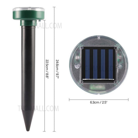 4Pcs Mole Repellent Solar Powered Gopher Repellent Ultrasonic Deterrent Spikes for Lawn Garden, Outdoor Yard Groundhog Chipmunk Repeller