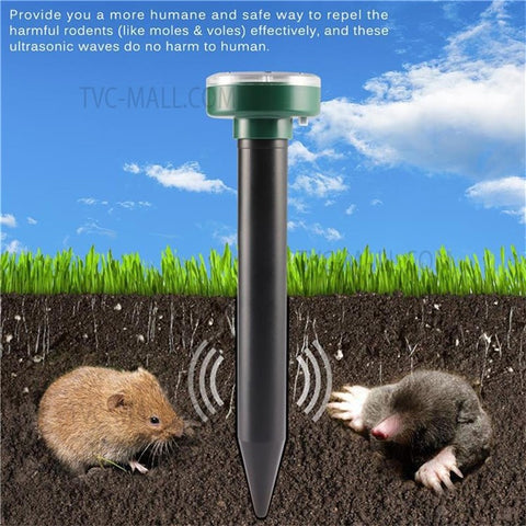 4Pcs Mole Repellent Solar Powered Gopher Repellent Ultrasonic Deterrent Spikes for Lawn Garden, Outdoor Yard Groundhog Chipmunk Repeller