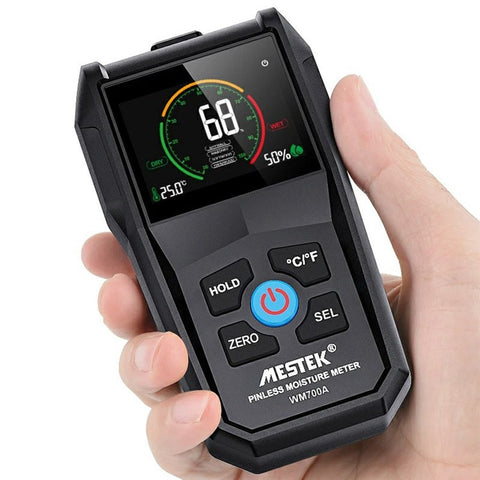 MESTEK Temperature Humidity Moisture Tester Full Angle Inverted Display Screen Moisture Detector for Wood Firewood Brick Drywall Paper