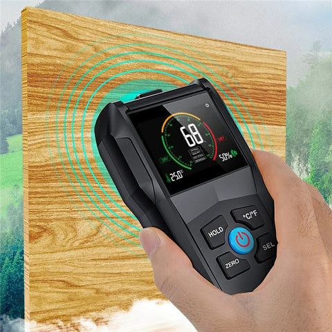 MESTEK Temperature Humidity Moisture Tester Full Angle Inverted Display Screen Moisture Detector for Wood Firewood Brick Drywall Paper