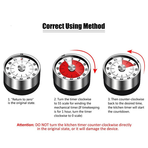 Kitchen Countdown Timer Magnetic 60 Minute Wind Up Mechanical Timer for Home Baking Cooking