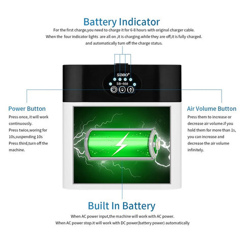 Aquarium Air Pump Fish Tank Oxygen Pump USB Rechargeable Fishing Aerator with Pipe Air Bubble Stone