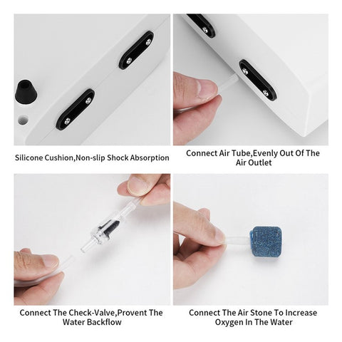 Aquarium Air Pump Fish Tank Oxygen Pump USB Rechargeable Fishing Aerator with Pipe Air Bubble Stone