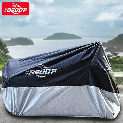 BSDDP 200x90x100cm Motorcycle Cover with Keyhole Oxford Cloth Waterproof Dustproof Motorbike Outdoor Protective Hood Cover