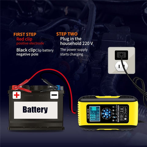 Fully-Automatic Smart Charger 12V/10A 24V/5A Battery MaintainerBattery Desulfator for Car Truck Motorcycle Lawn Mower Boat