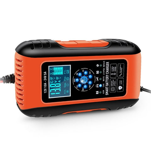 Fully-Automatic Smart Charger 12V/10A 24V/5A Battery MaintainerBattery Desulfator for Car Truck Motorcycle Lawn Mower Boa