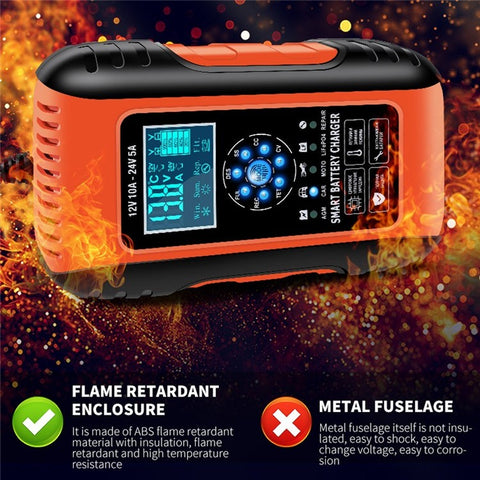 Fully-Automatic Smart Charger 12V/10A 24V/5A Battery MaintainerBattery Desulfator for Car Truck Motorcycle Lawn Mower Boa