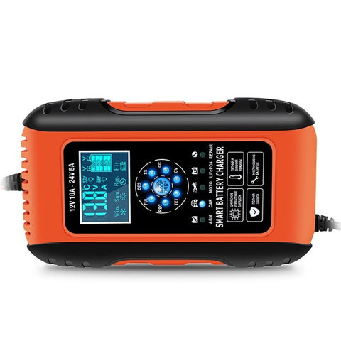Fully-Automatic Smart Charger 12V/10A 24V/5A Battery MaintainerBattery Desulfator for Car Truck Motorcycle Lawn Mower Boa