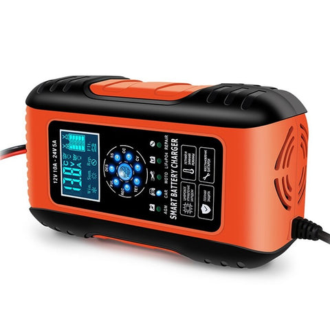Fully-Automatic Smart Charger 12V/10A 24V/5A Battery MaintainerBattery Desulfator for Car Truck Motorcycle Lawn Mower Boa