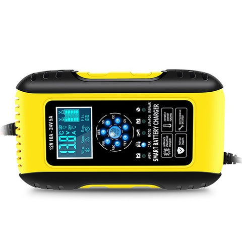 Fully-Automatic Smart Charger 12V/10A 24V/5A Battery MaintainerBattery Desulfator for Car Truck Motorcycle Lawn Mower Boa