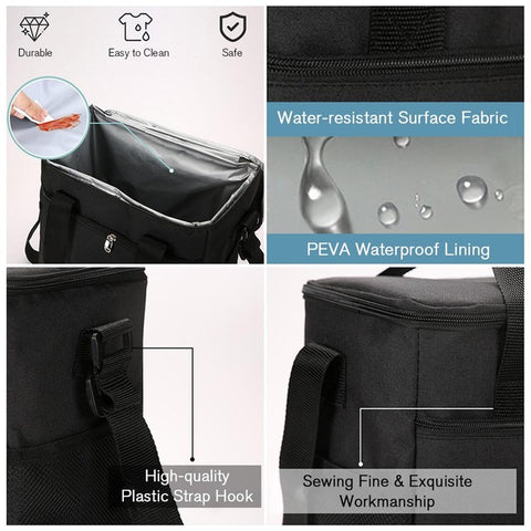 Portable Insulated Lunch Bag Reusable Lunch Box Container 15L Capacity with Top Carry Handle Shoulder Strap