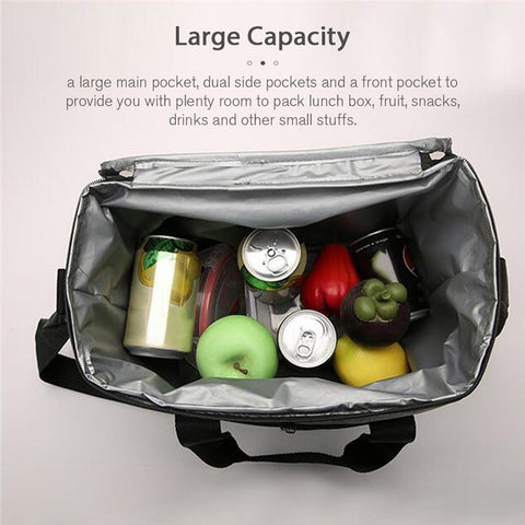 Portable Insulated Lunch Bag Reusable Lunch Box Container 15L Capacity with Top Carry Handle Shoulder Strap