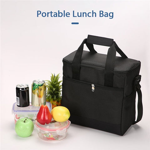 Portable Insulated Lunch Bag Reusable Lunch Box Container 15L Capacity with Top Carry Handle Shoulder Strap