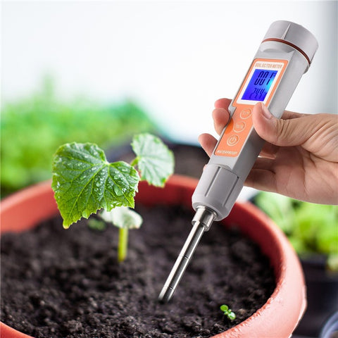 3 in 1 Soil Tester Backlight Screen EC/TDS/Temperature Digital Soil Test Probe Meter Portable Soil Salinity Tester for Greenhouse Garden Farm Orchard