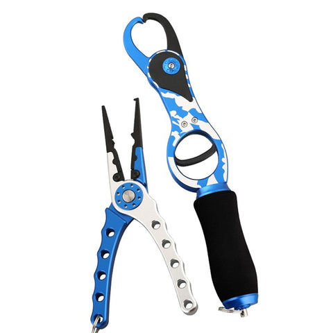 Fishing Pliers Lip Gripper Set Aluminum Alloy Fish Holder Fishing Scissors with Lanyards